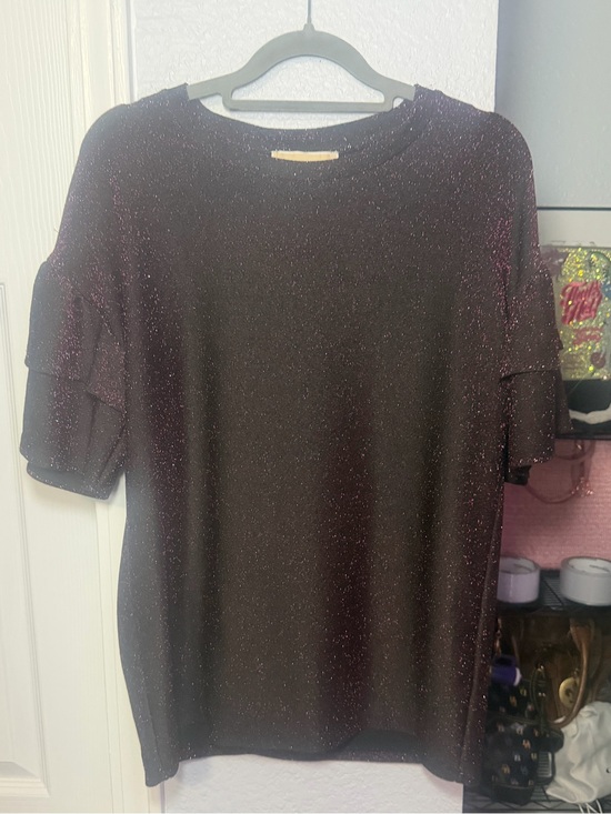 MICHAEL Michael Kors Tops - MICHAEL Michael Kors Metallic Plum Short-Sleeve Top